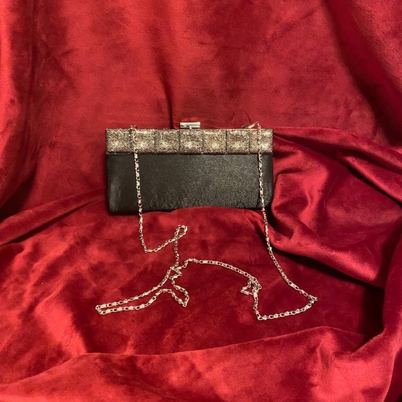 Black satin w/bling cocktail bag - Picture 1 of 2